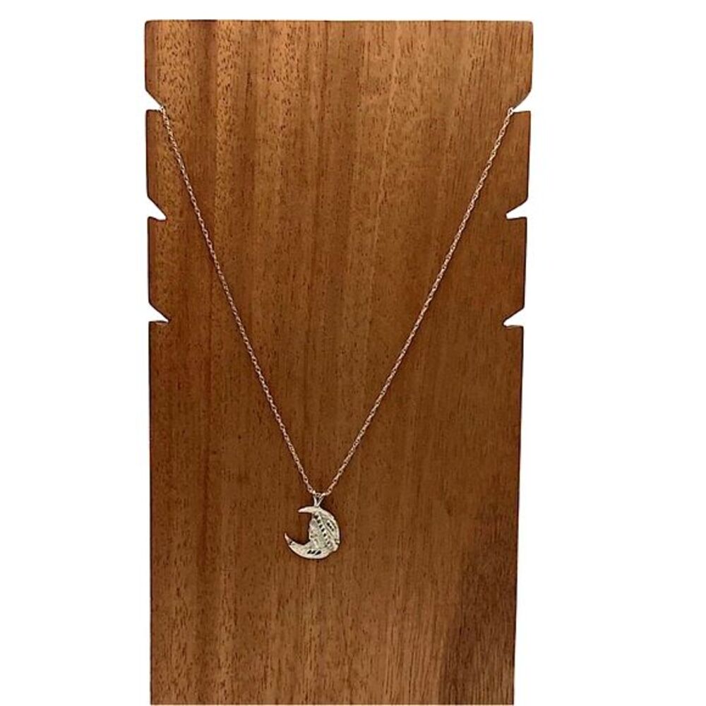 VTG Folksy 925 Woman in Moon Pendant Necklace - Picture 5 of 6